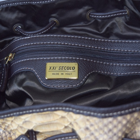 XXI Secolo X-Large Hobo Bag, in Stunning Tan & Brown Genuine Python - Picture 6 of 7